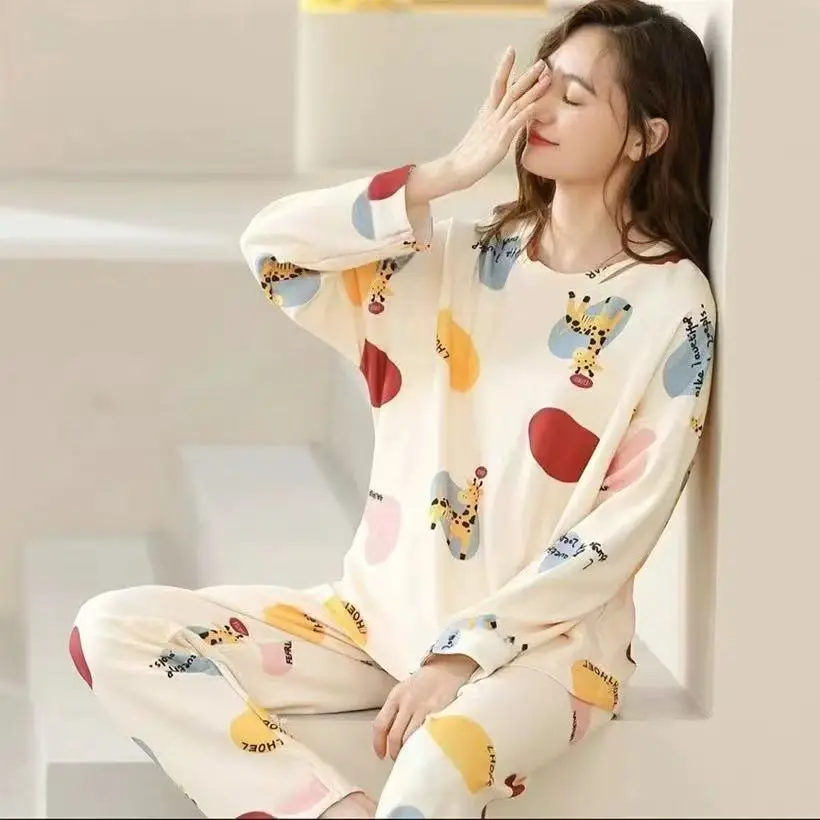 Women's Long Sleeve Pajama Set Purple Bear Print Large