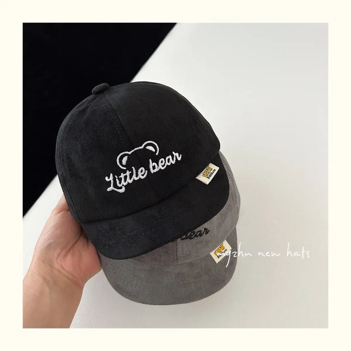 Black "Little Bear" Baseball Cap for Boys — feature 1