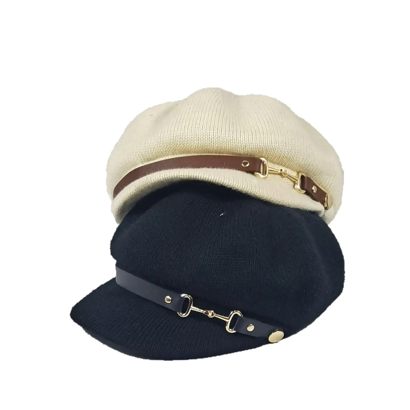 Women's Knitted Newsboy Cap Cream Navy 2025 - Image 10