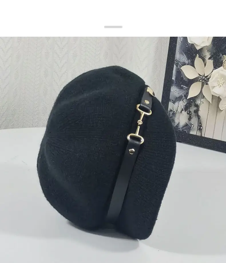 Women's Knitted Newsboy Cap Cream Navy 2025 — feature 14