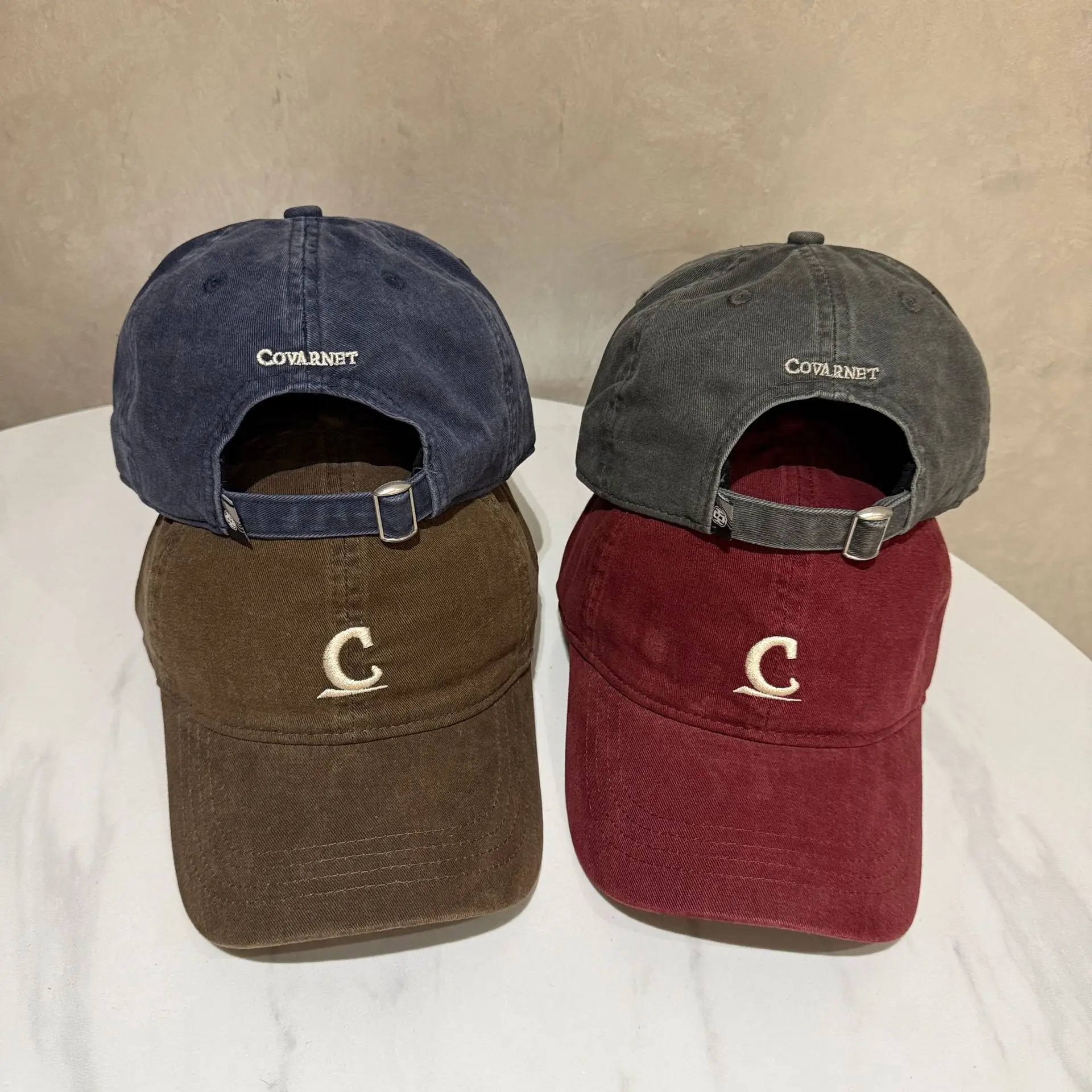 Women Korean Style Wash Cotton Cap with C Embroidery - Image 7