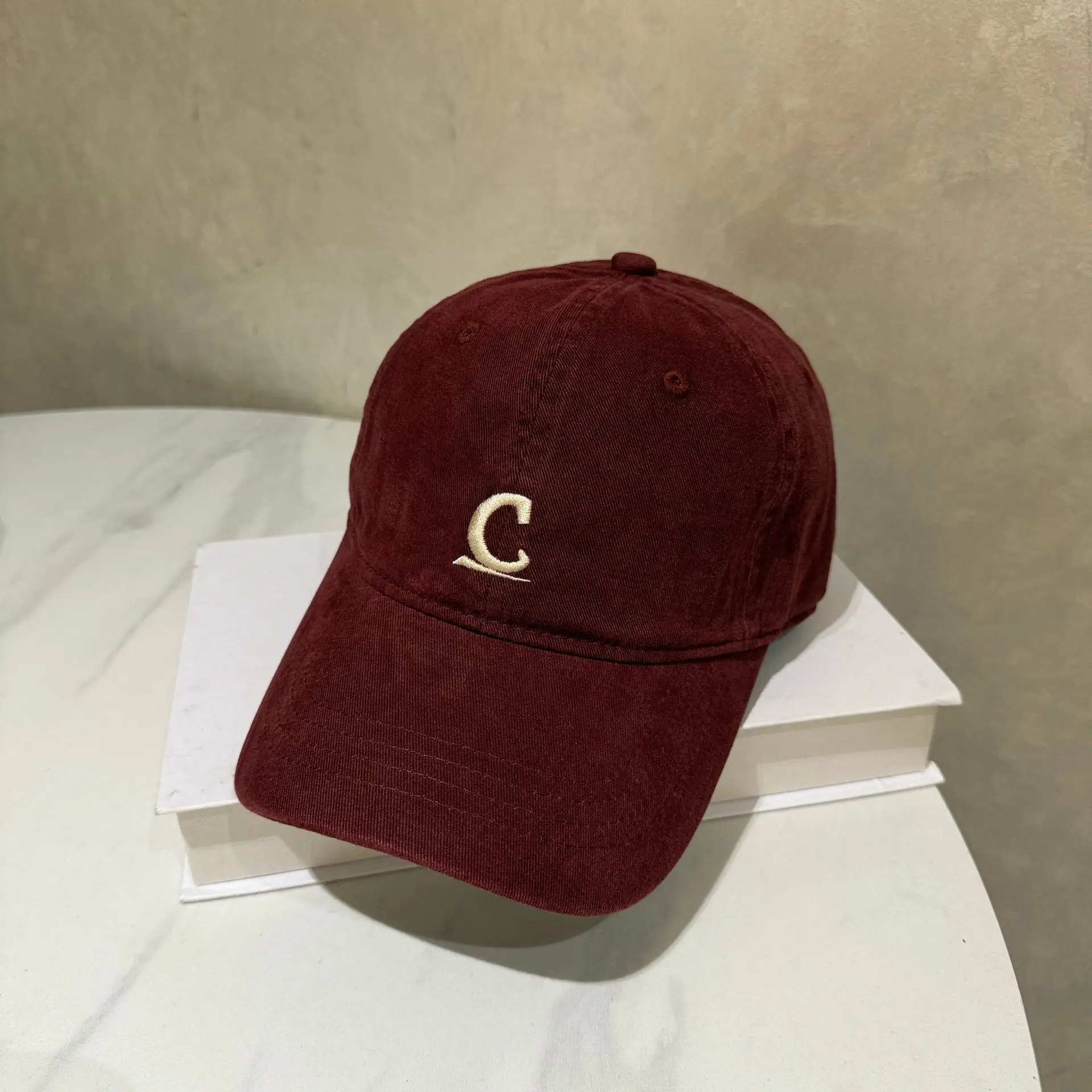 Women Korean Style Wash Cotton Cap with C Embroidery - Image 3