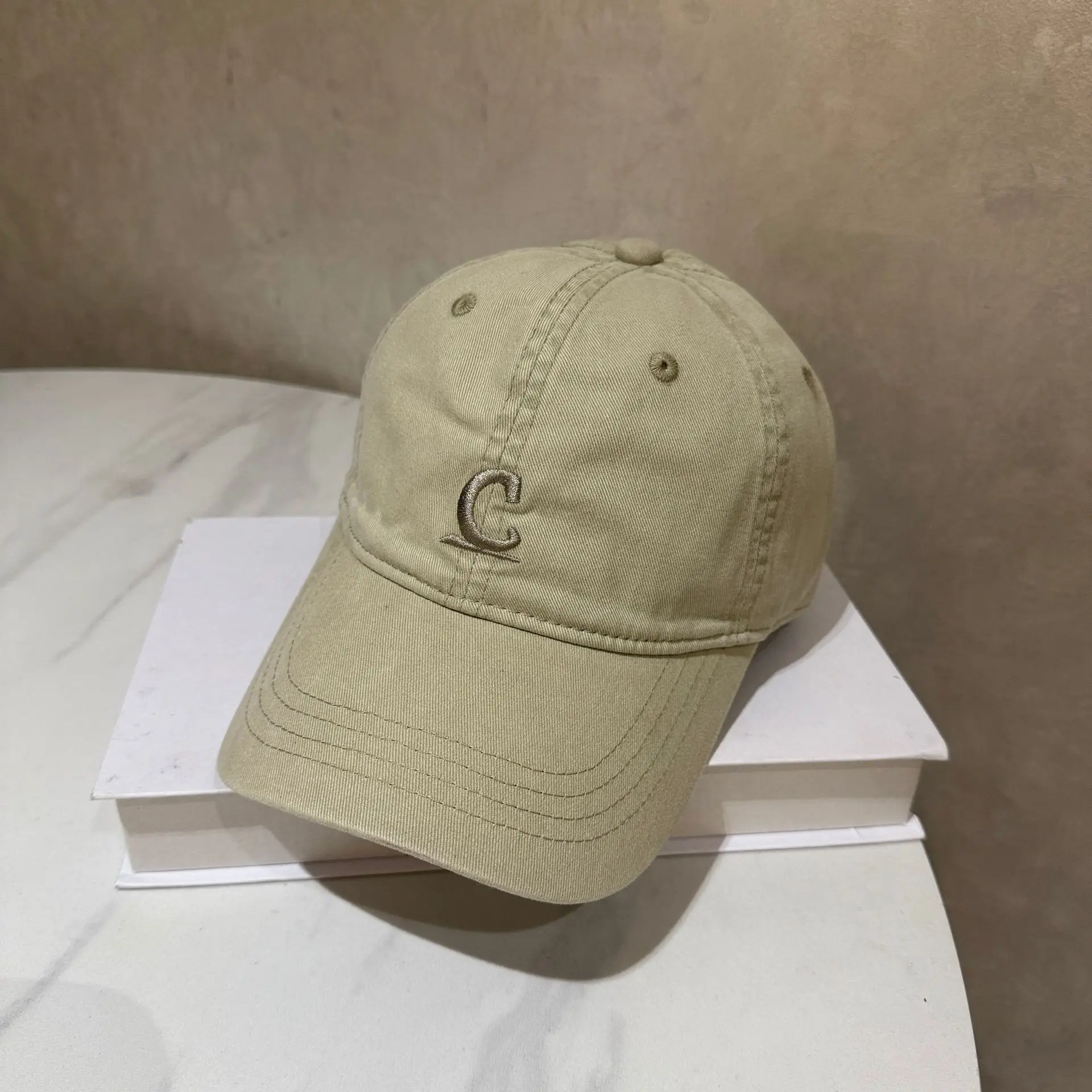 Women Korean Style Wash Cotton Cap with C Embroidery - Image 6
