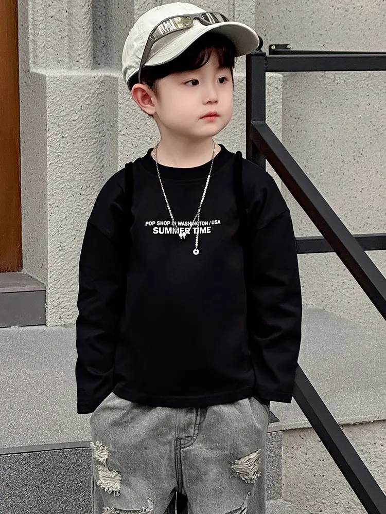 Boys Korean Style White T-Shirt Spring Autumn - Image 7