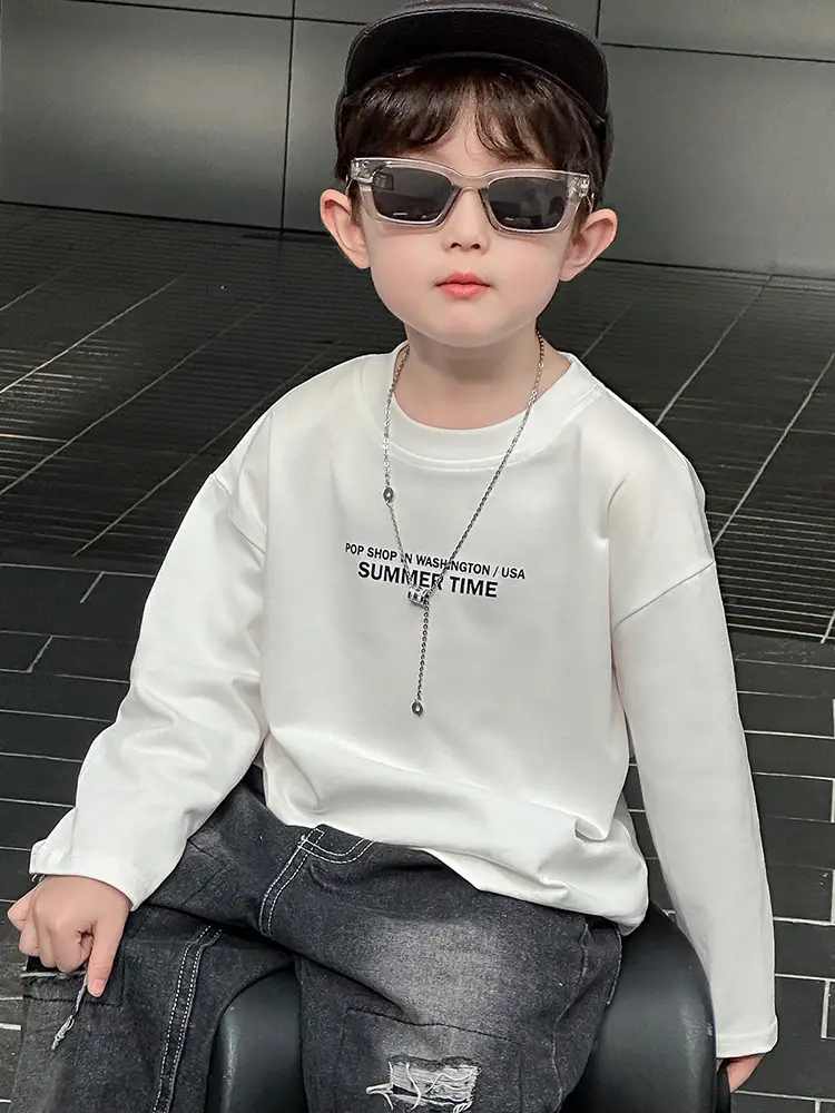 Boys Korean Style White T-Shirt Spring Autumn - Image 8