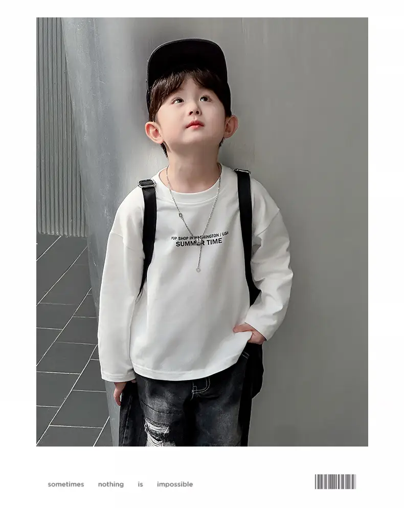 Boys Korean Style White T-Shirt Spring Autumn — feature 10