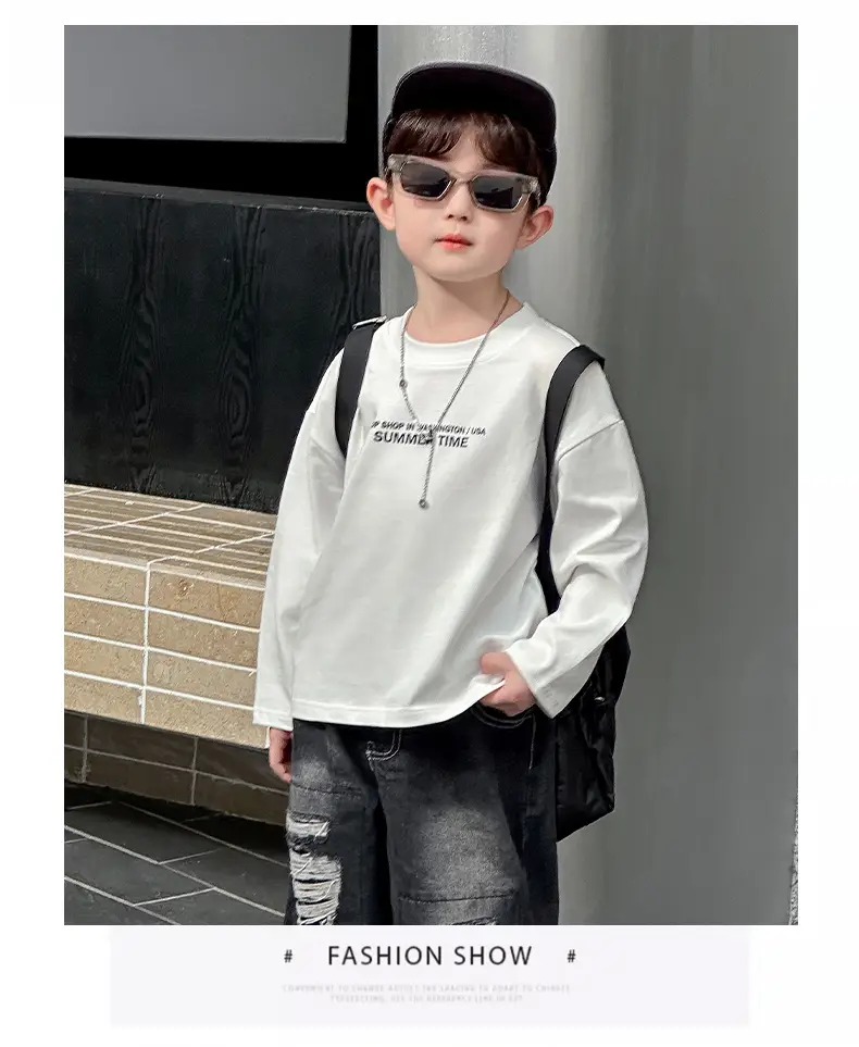 Boys Korean Style White T-Shirt Spring Autumn — feature 12