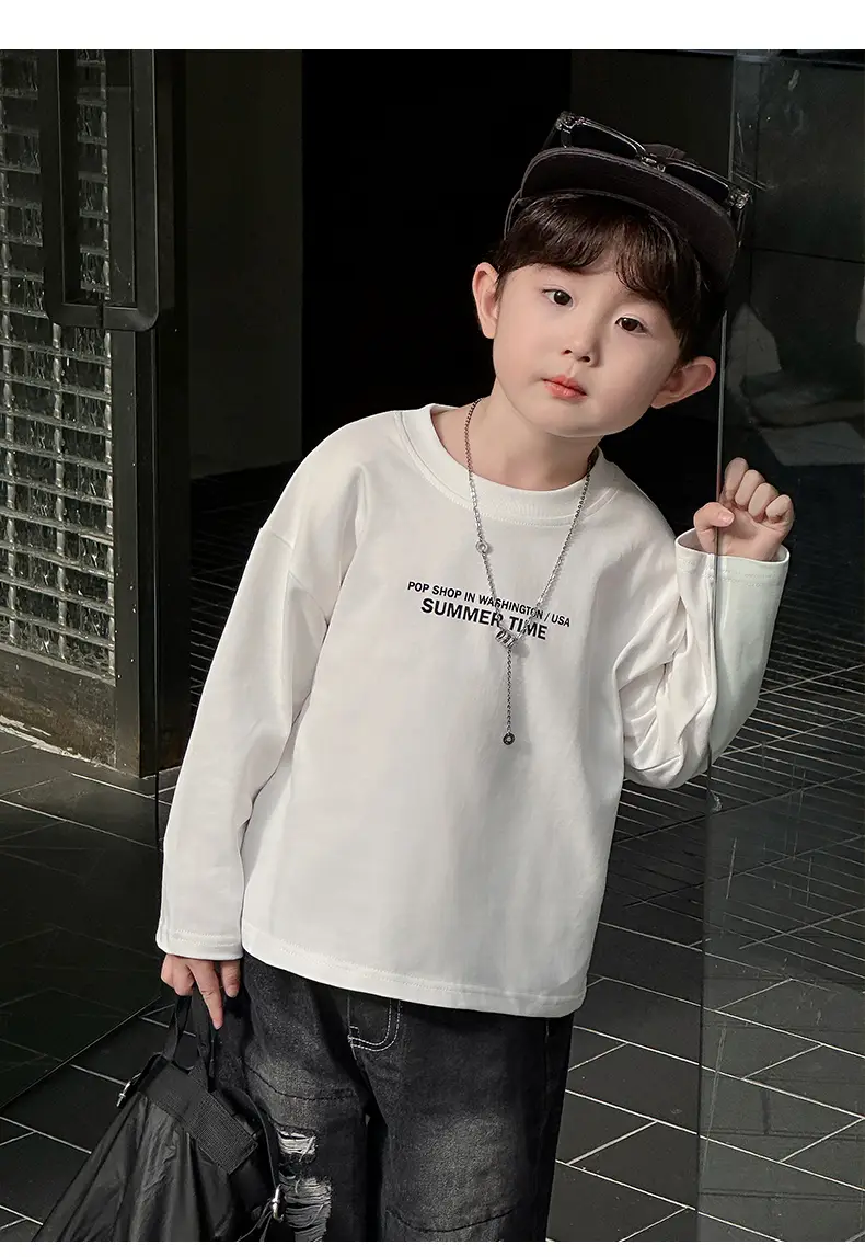 Boys Korean Style White T-Shirt Spring Autumn — feature 13