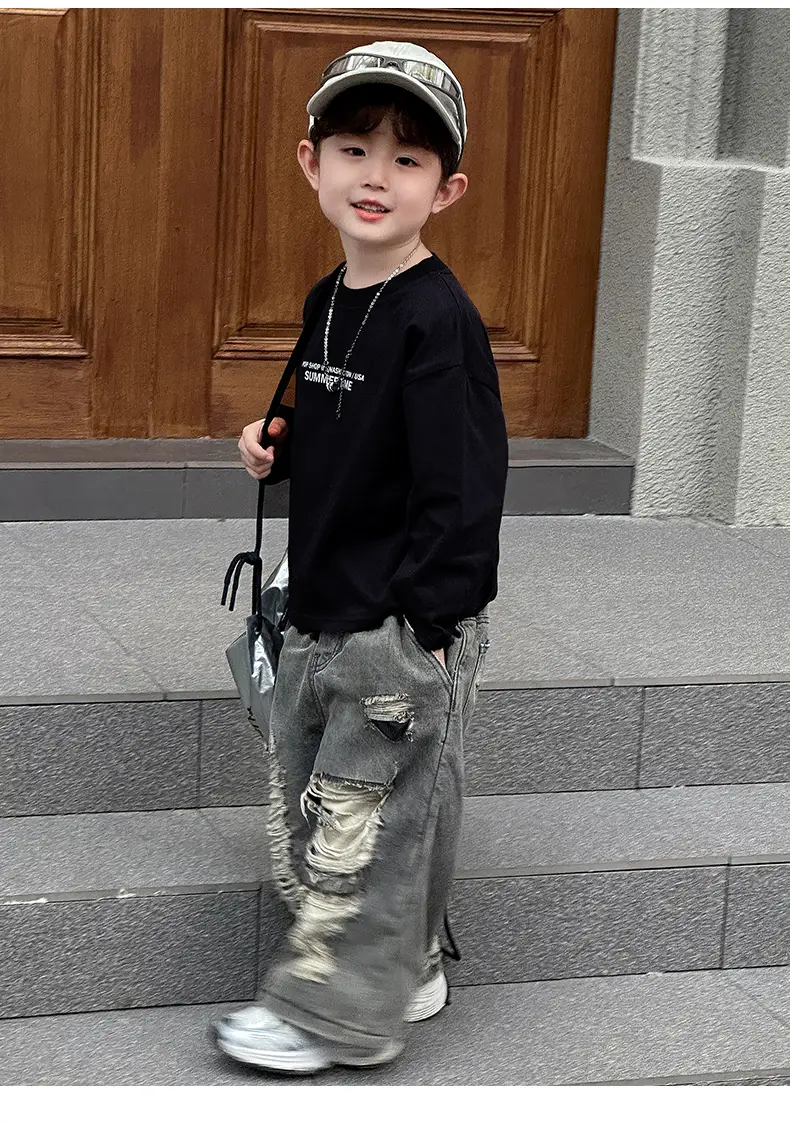 Boys Korean Style White T-Shirt Spring Autumn — feature 18