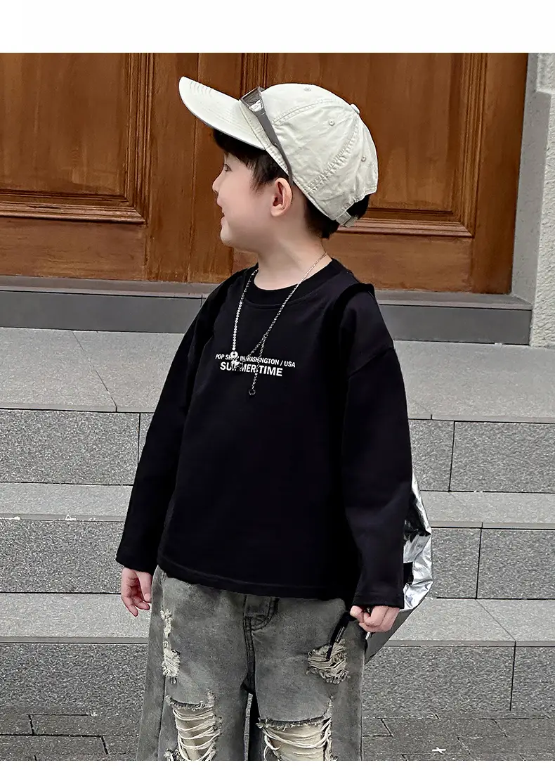 Boys Korean Style White T-Shirt Spring Autumn — feature 20