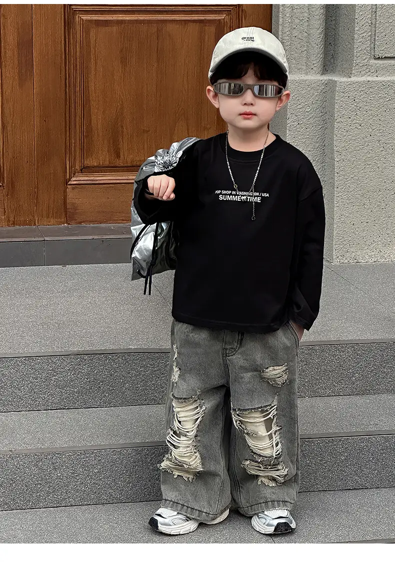 Boys Korean Style White T-Shirt Spring Autumn — feature 21