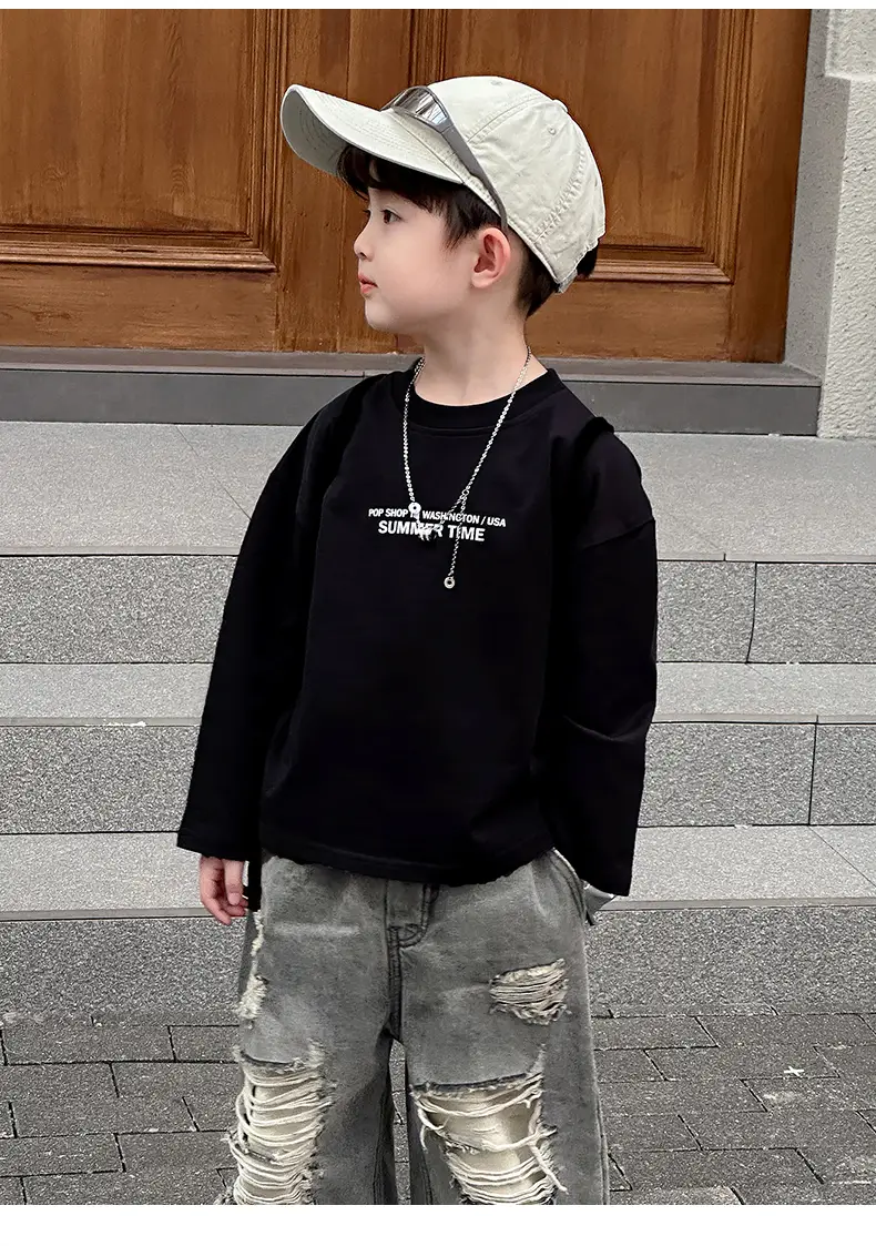 Boys Korean Style White T-Shirt Spring Autumn — feature 22