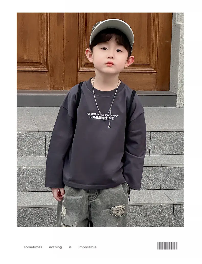 Boys Korean Style White T-Shirt Spring Autumn — feature 23