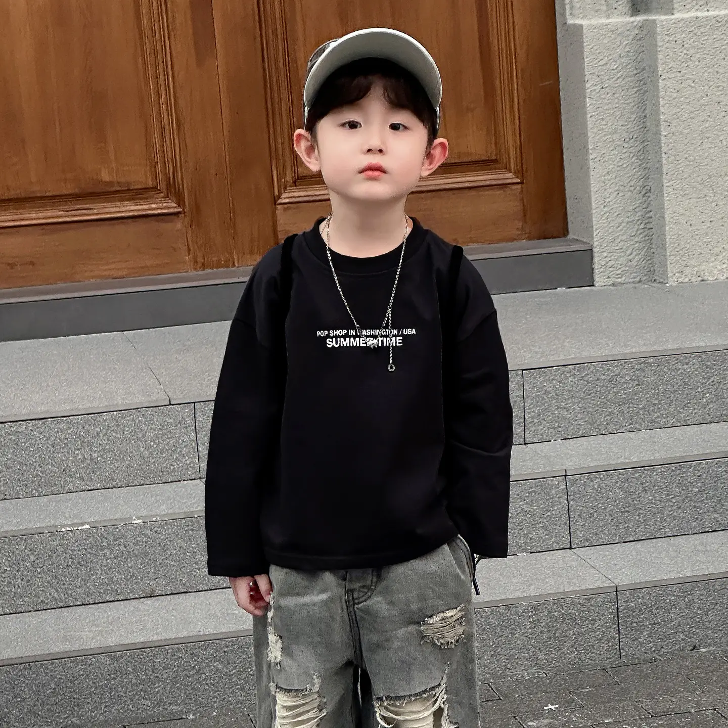 Boys Korean Style White T-Shirt Spring Autumn - Image 2