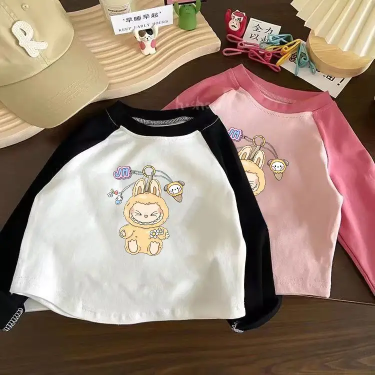 Labubu Kids T-Shirt White Pink Cotton Summer Boys