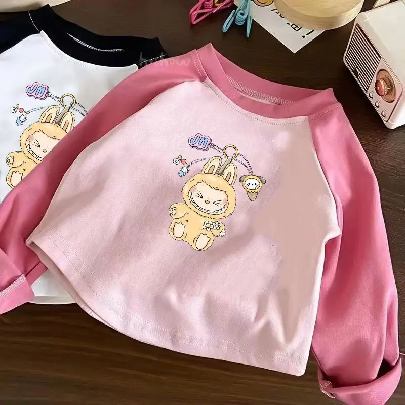 Labubu Kids T-Shirt White Pink Cotton Summer Boys