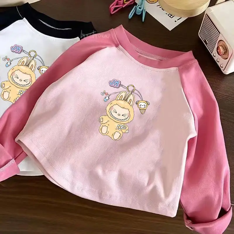 Labubu Kids T-Shirt White Pink Cotton Summer Boys