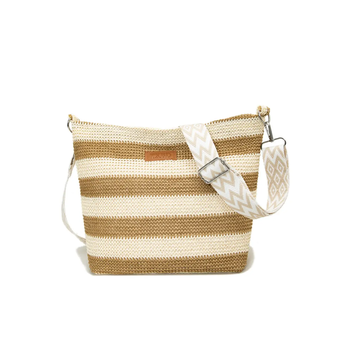 Summer Striped Woven Shoulder Bag for Women