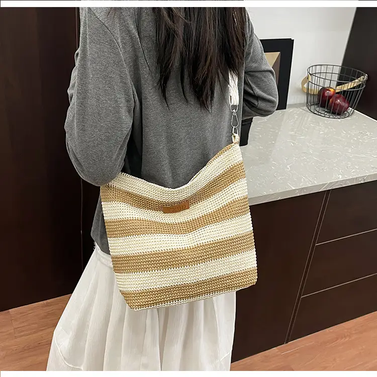 Summer Striped Woven Shoulder Bag for Women — feature 11