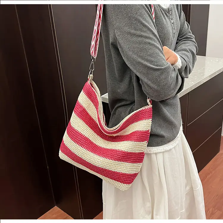 Summer Striped Woven Shoulder Bag for Women — feature 12