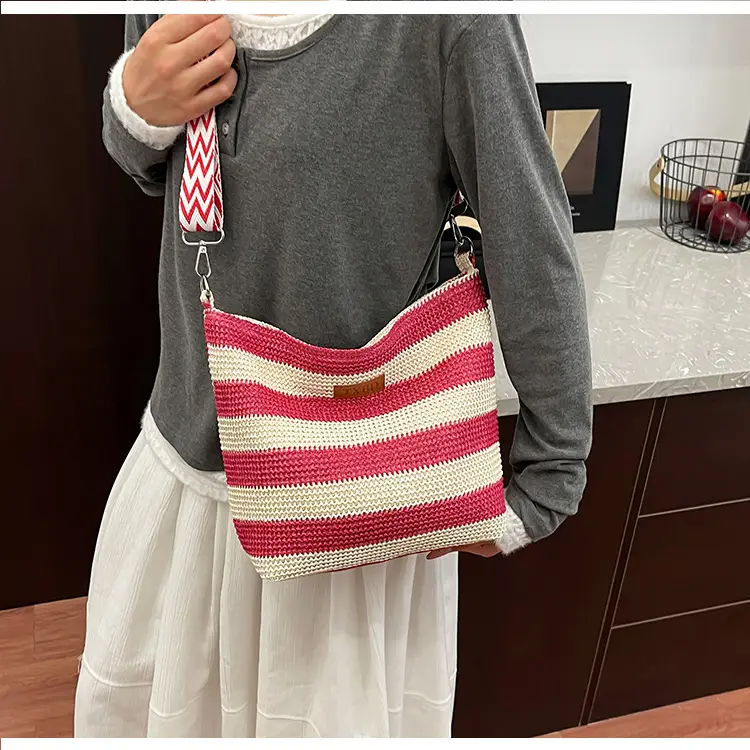 Summer Striped Woven Shoulder Bag for Women — feature 15