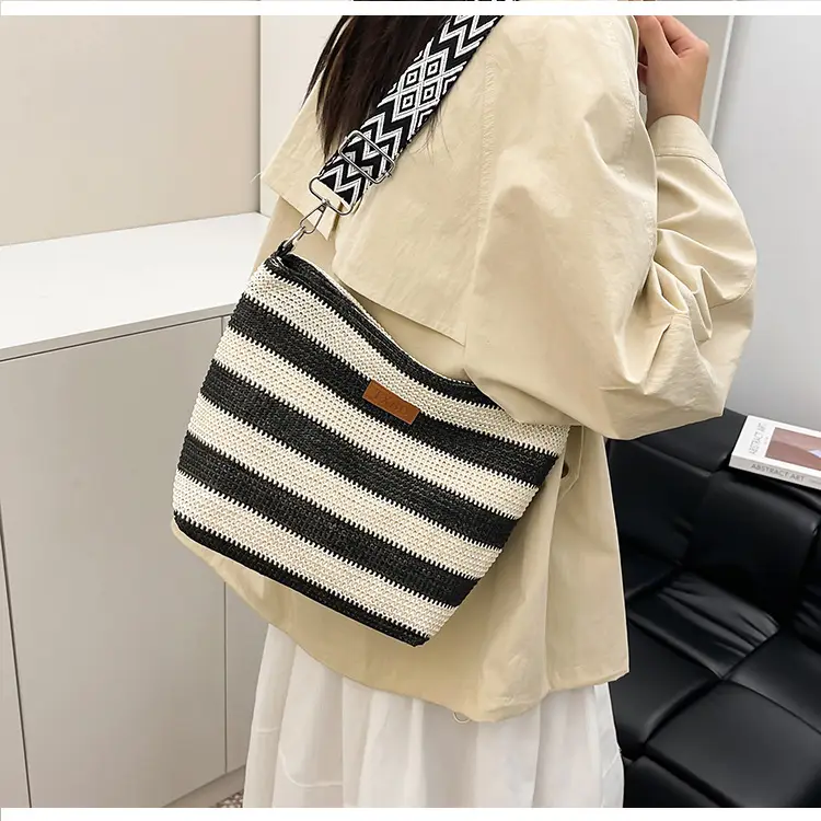 Summer Striped Woven Shoulder Bag for Women — feature 21