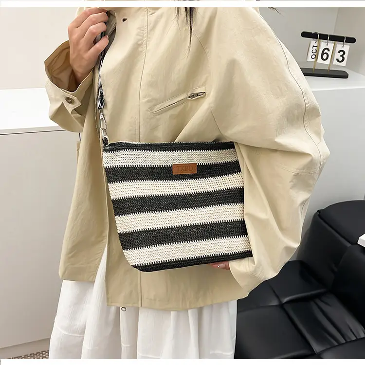 Summer Striped Woven Shoulder Bag for Women — feature 22