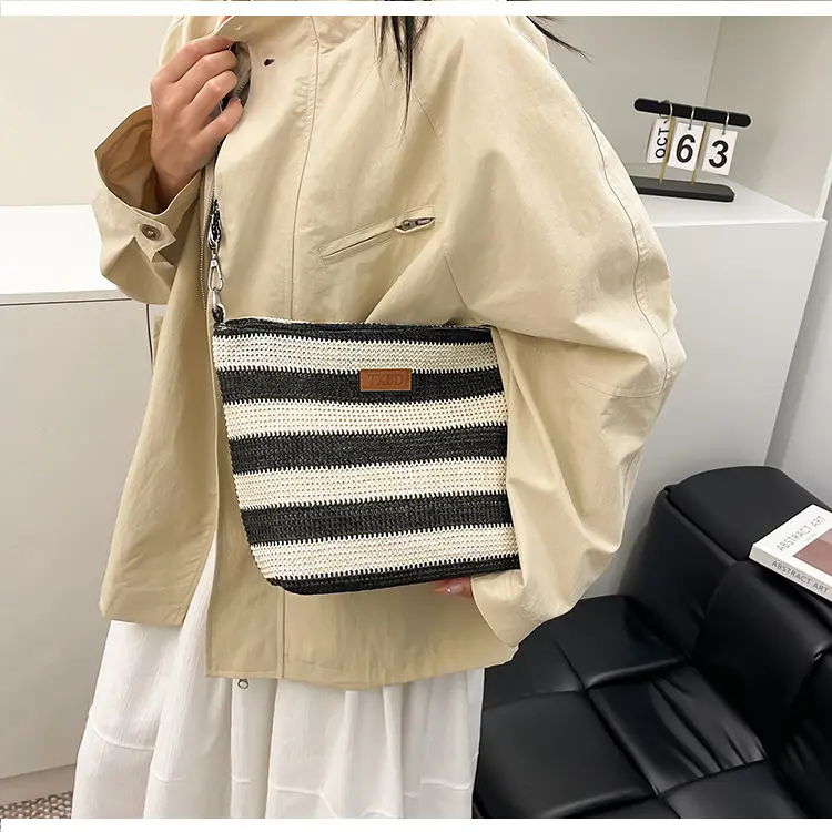Summer Striped Woven Shoulder Bag for Women — feature 23