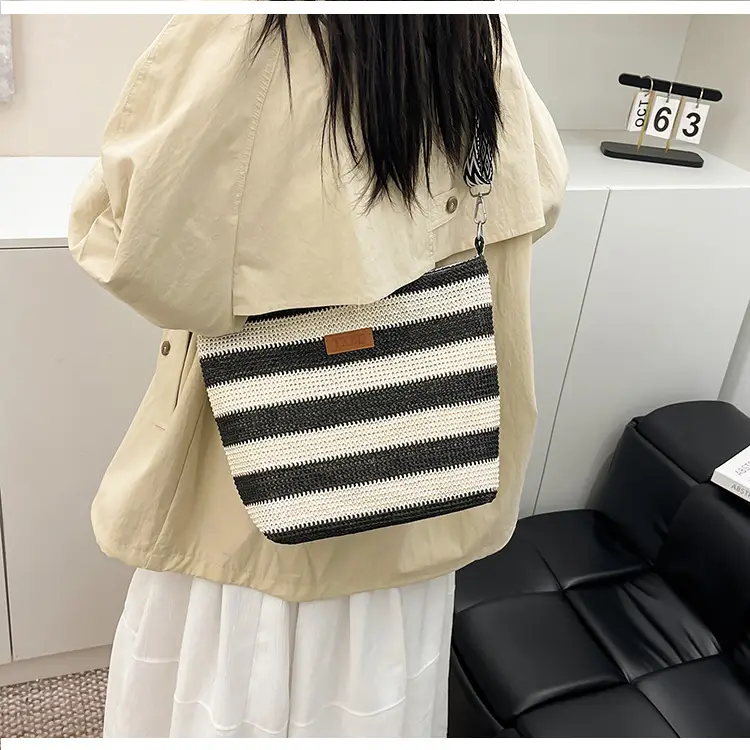 Summer Striped Woven Shoulder Bag for Women — feature 24