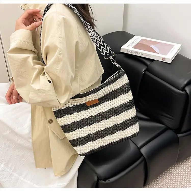 Summer Striped Woven Shoulder Bag for Women — feature 25