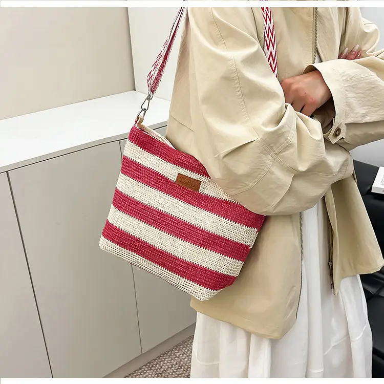 Summer Striped Woven Shoulder Bag for Women — feature 26