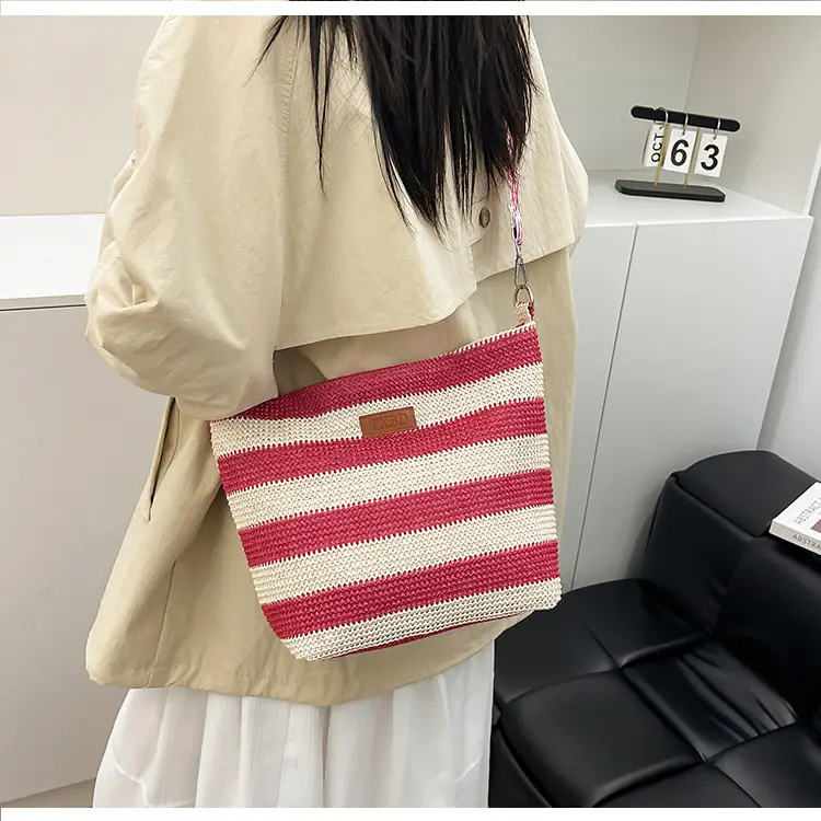 Summer Striped Woven Shoulder Bag for Women — feature 27