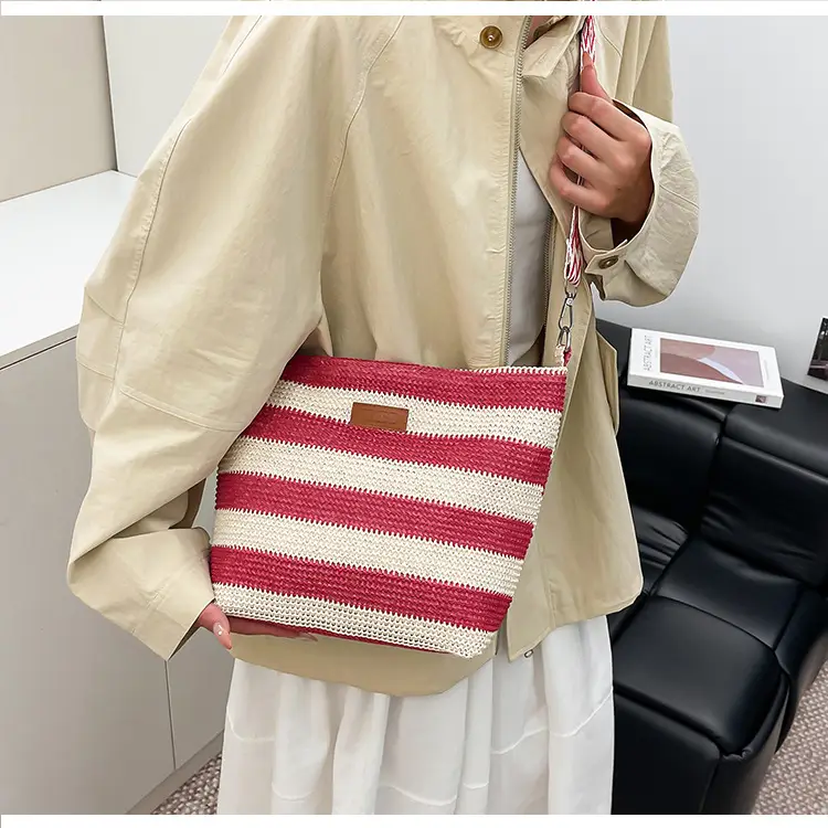 Summer Striped Woven Shoulder Bag for Women — feature 28
