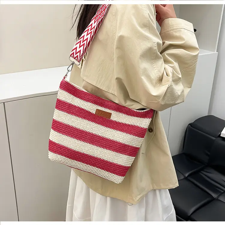 Summer Striped Woven Shoulder Bag for Women — feature 29
