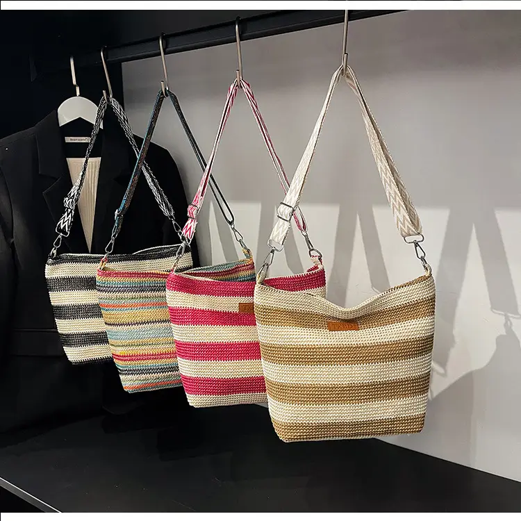 Summer Striped Woven Shoulder Bag for Women — feature 31