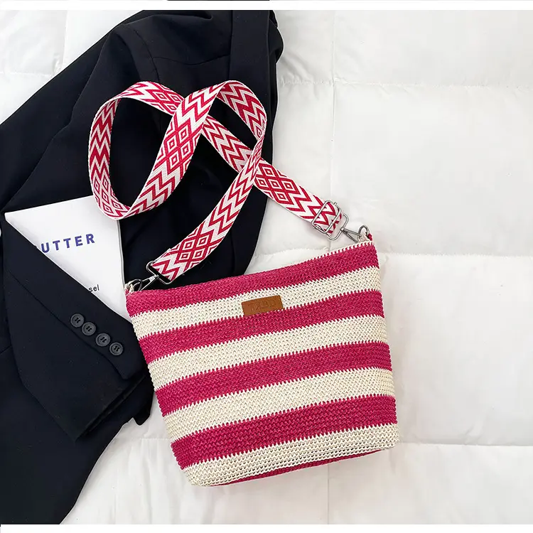 Summer Striped Woven Shoulder Bag for Women — feature 32