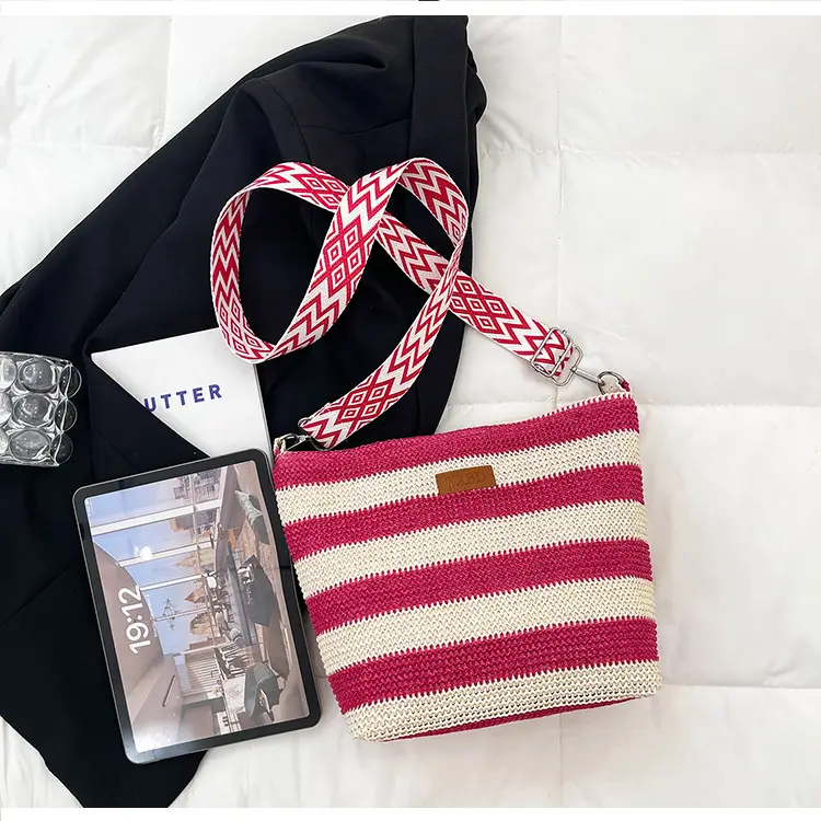 Summer Striped Woven Shoulder Bag for Women — feature 33