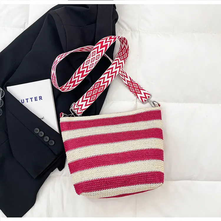 Summer Striped Woven Shoulder Bag for Women — feature 39