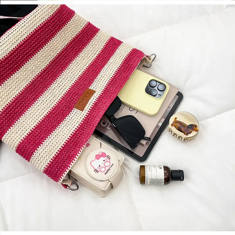 Summer Striped Woven Shoulder Bag for Women — feature 41