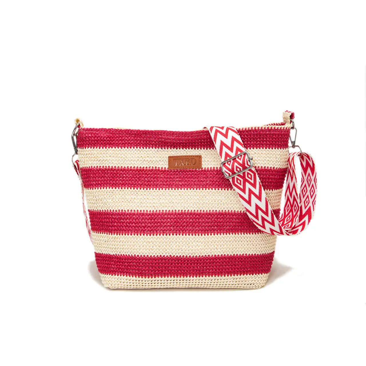 Summer Striped Woven Shoulder Bag for Women