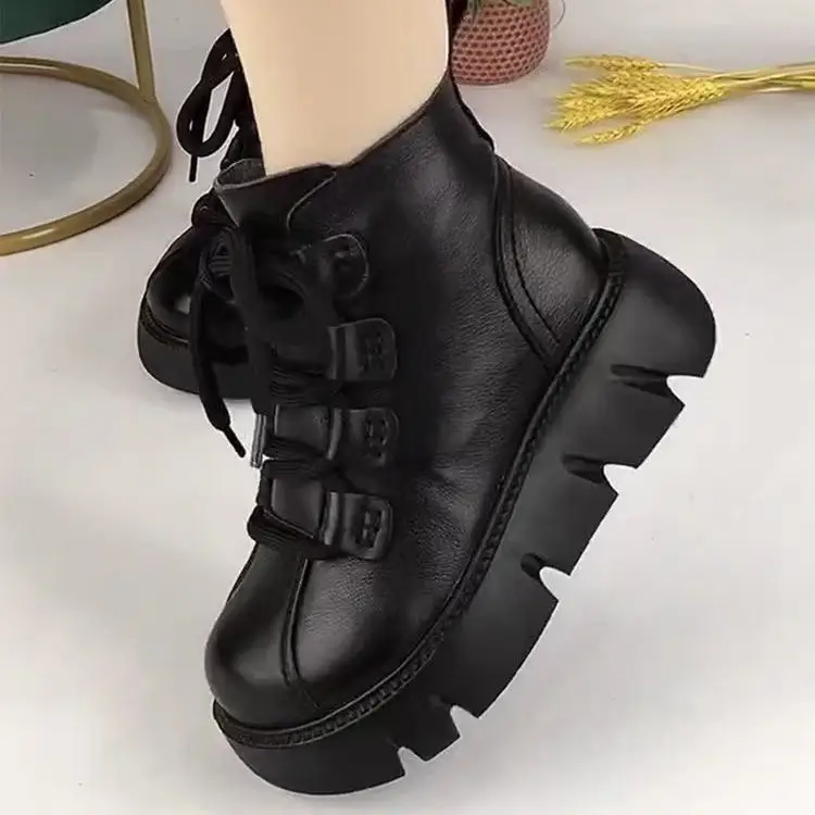 Women's Brown British Style Thick-Soled Boots 2025 - Image 4