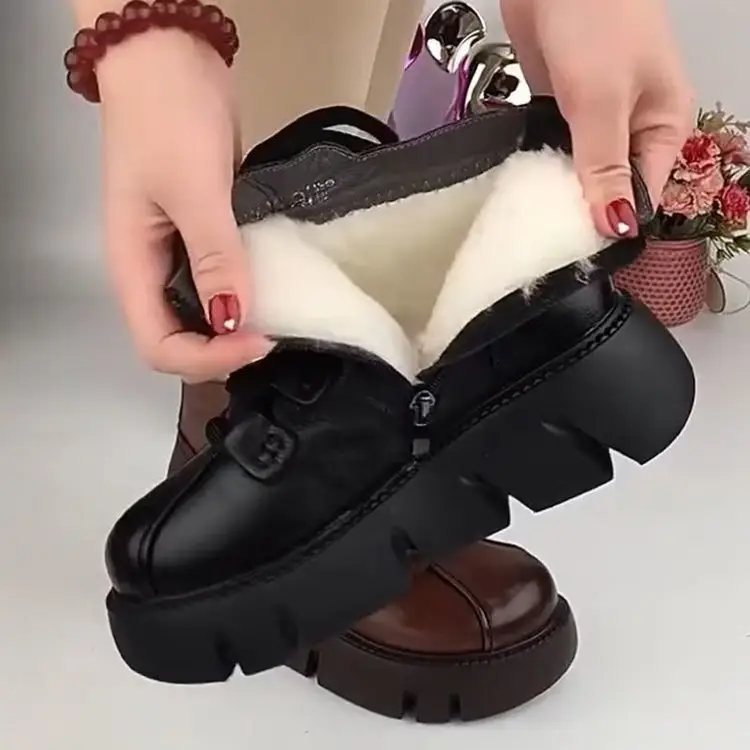 Women's Brown British Style Thick-Soled Boots 2025 — feature 11