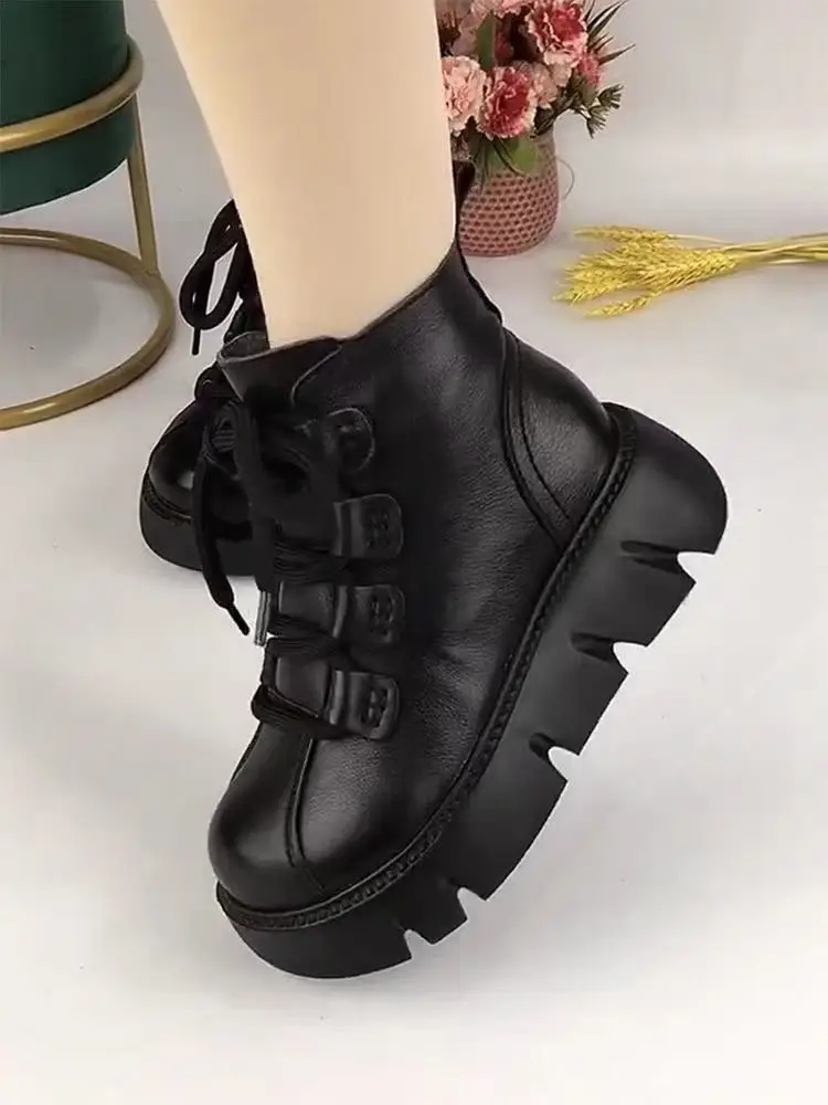 Women's Brown British Style Thick-Soled Boots 2025 — feature 20