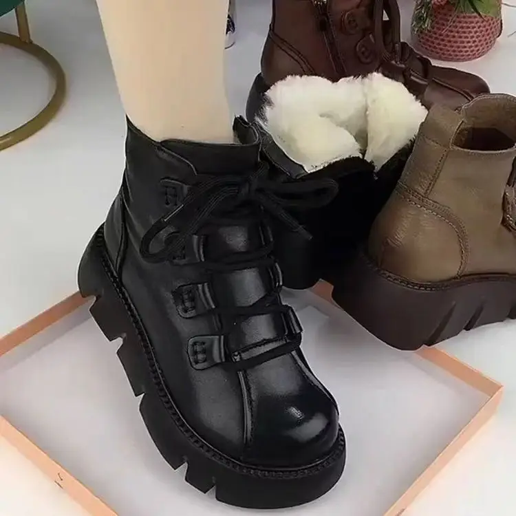 Women's Brown British Style Thick-Soled Boots 2025 — feature 6