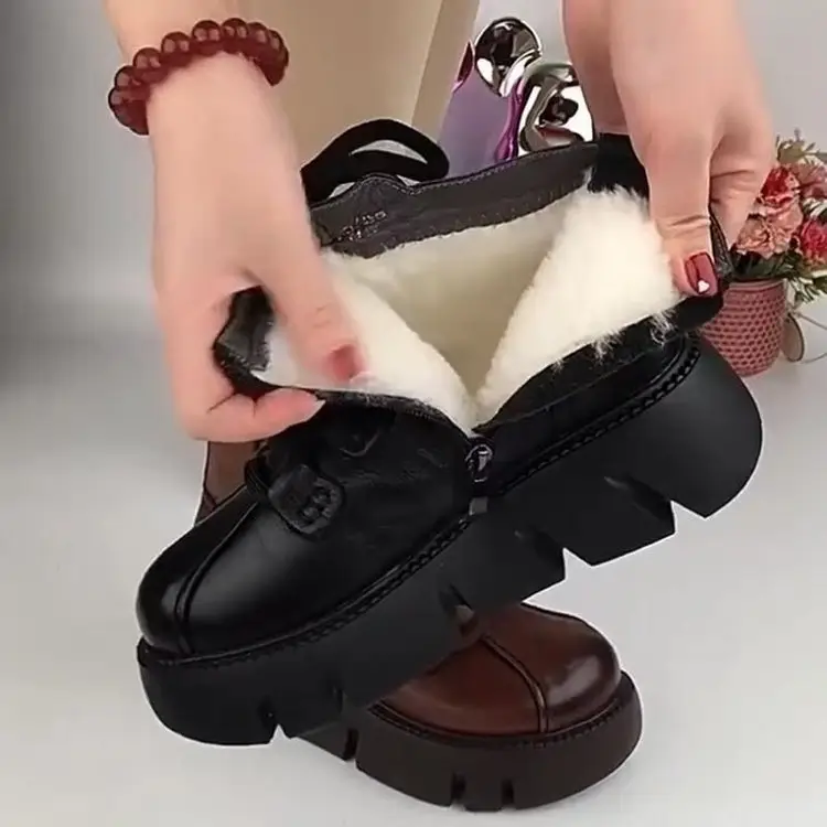 Women's Brown British Style Thick-Soled Boots 2025 — feature 9