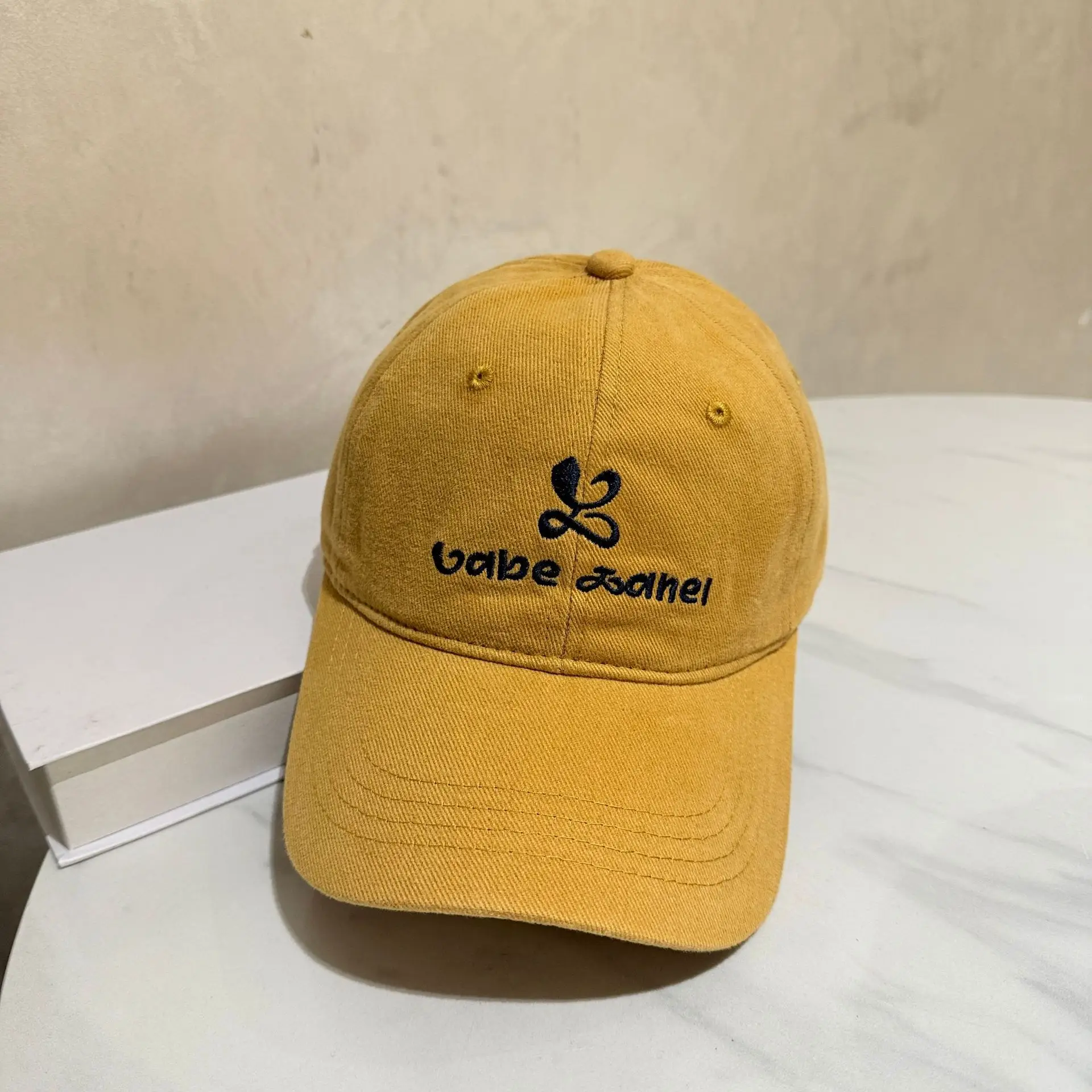 Women Sun Hat with Logo Beige Baseball Cap - Image 2