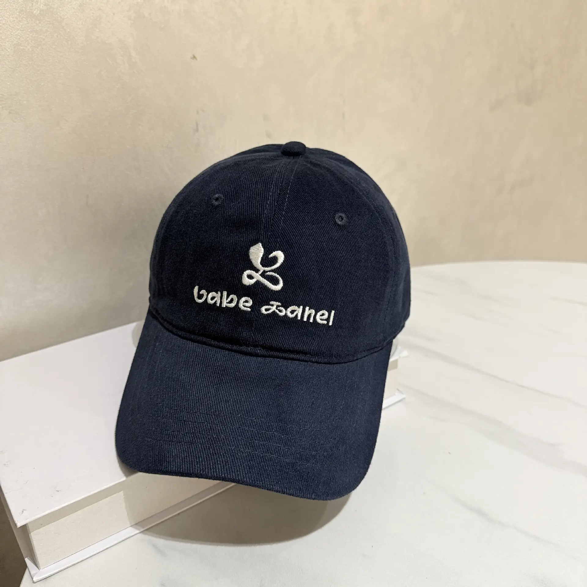 Women Sun Hat with Logo Beige Baseball Cap - Image 4