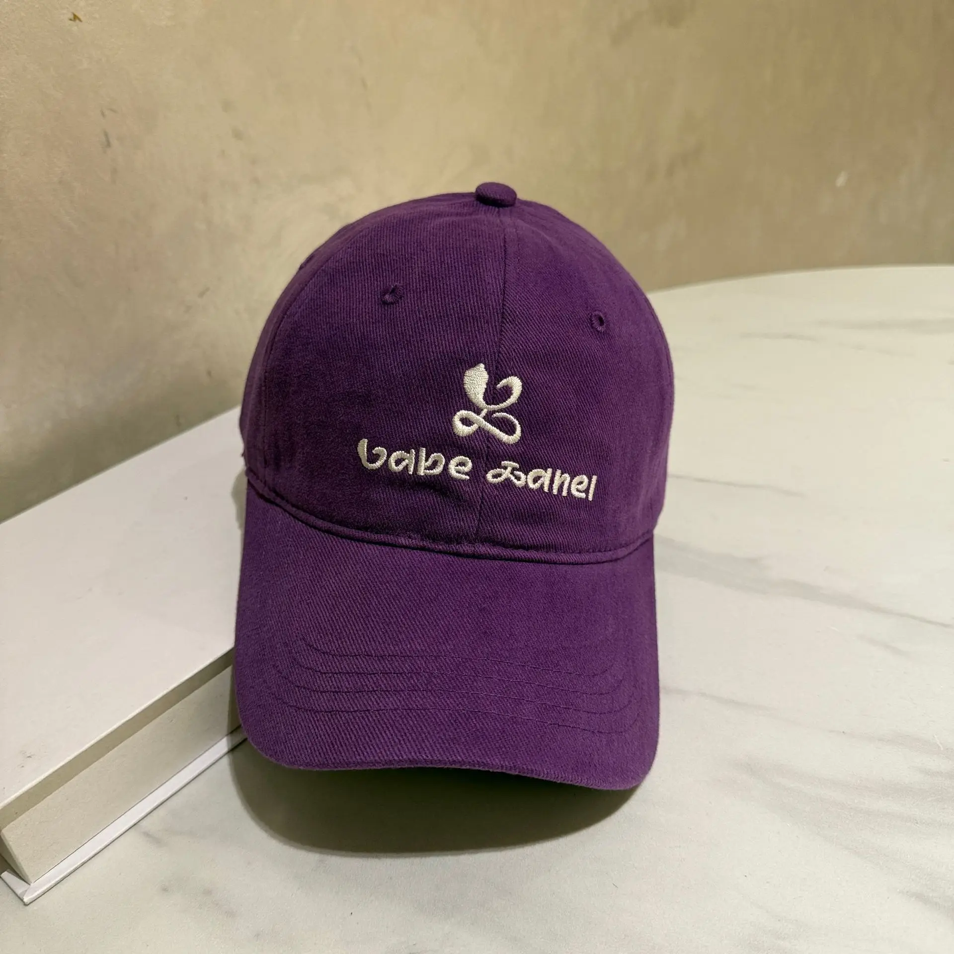 Women Sun Hat with Logo Beige Baseball Cap - Image 5