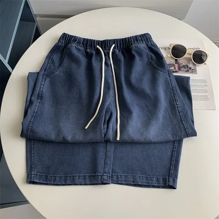 Dark Blue Tencel Wide Leg Pants Large — feature 11