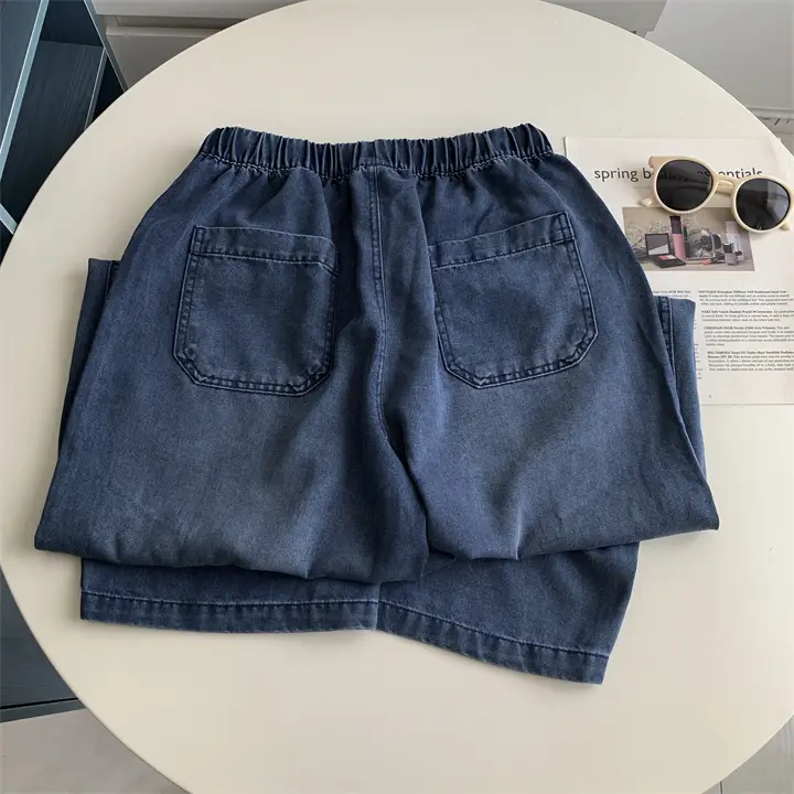Dark Blue Tencel Wide Leg Pants Large — feature 12